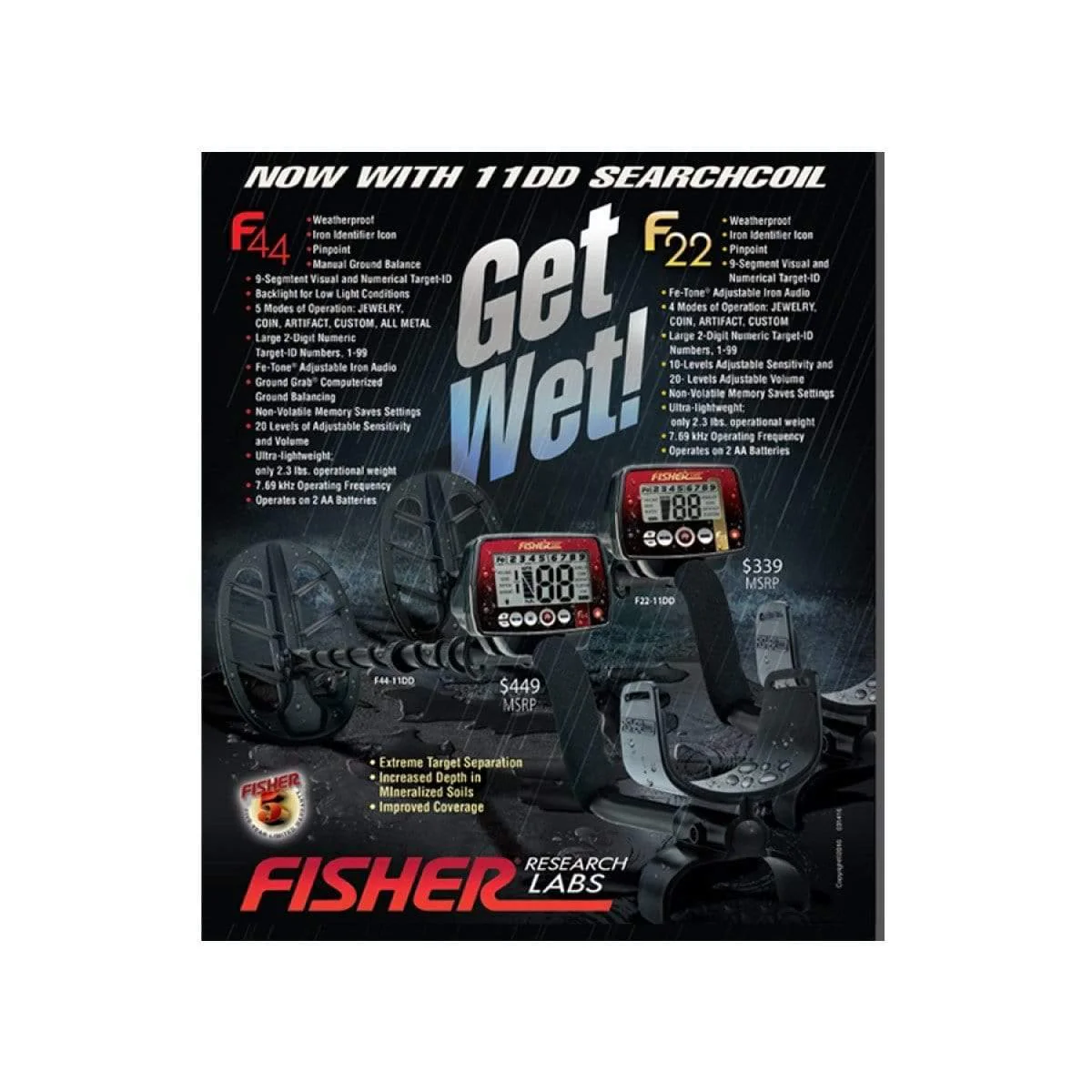 Fisher F44 Metal Detector with 11" Elliptical Coil - Image 4